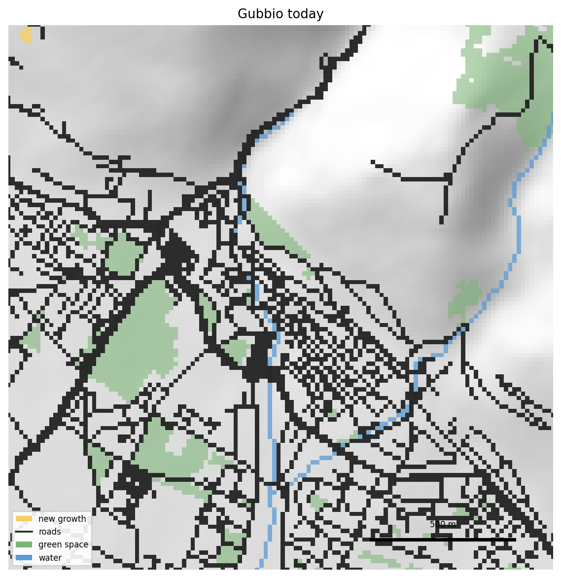 Gubbio, Italy: existing footprint